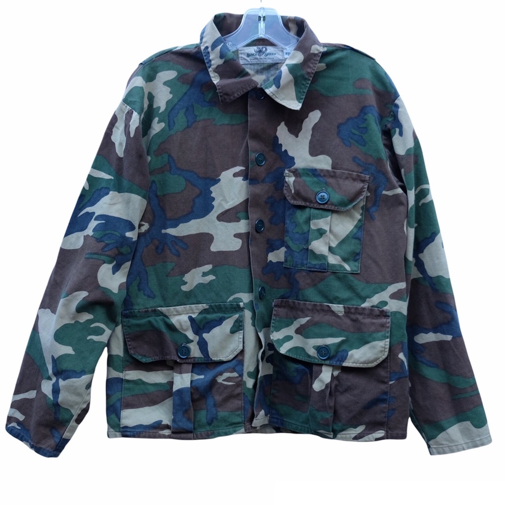 Black Sheep Button Up Overshirt Camouflage Hunting Outdoor Shacket Jacket Coat M